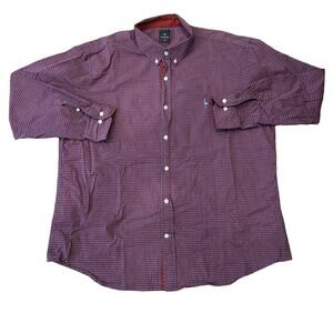 Tailorbyrd Men's Cotton Stretch Long Sleeve Shirt Red Navy Size XXL